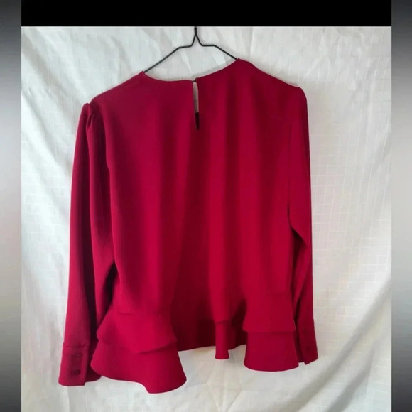Zara Red Peplum Blouse - Picture 2 of 4